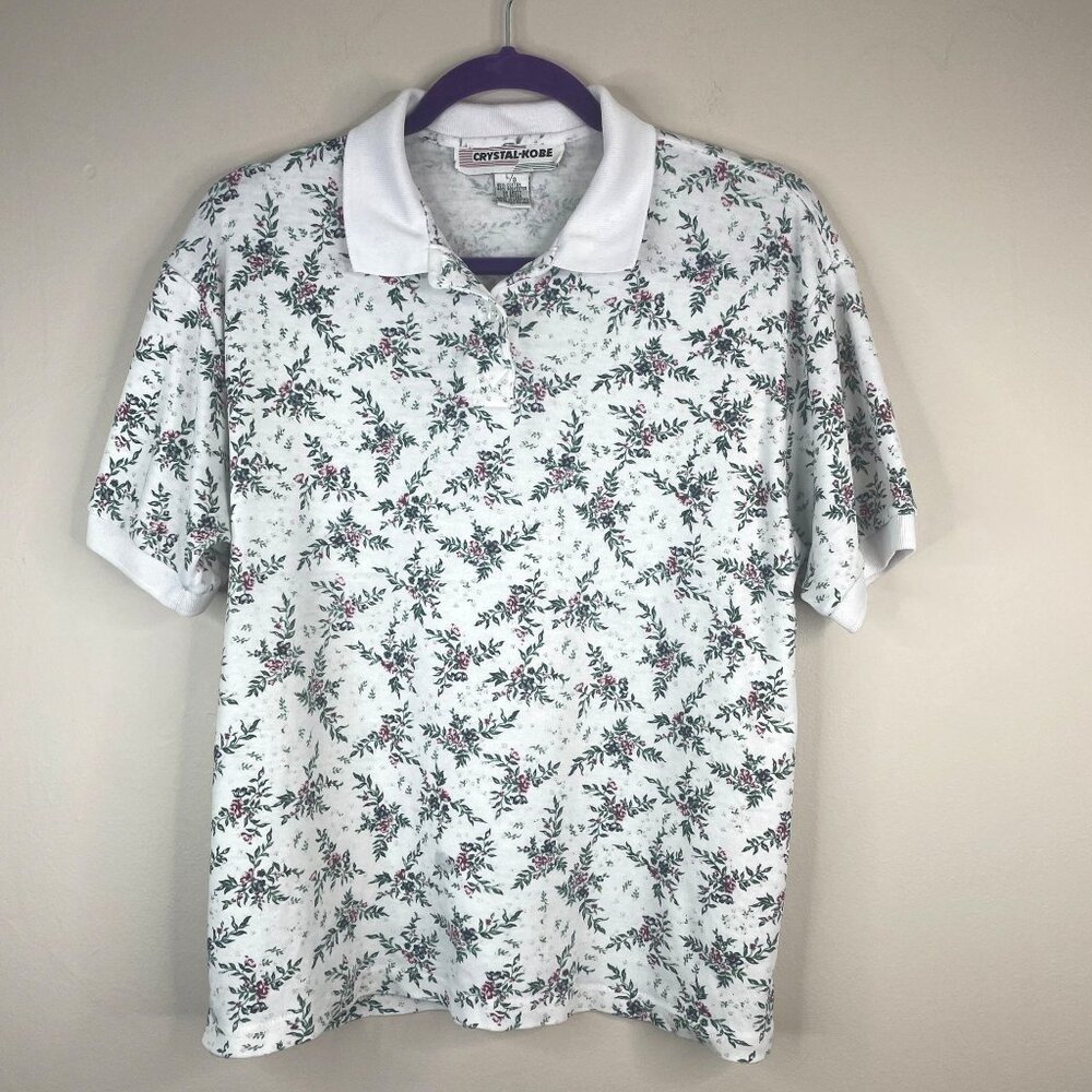 Vintage Grannycore Top Womens Large‎ Pullover Short Sleeve Floral Grunge Hipster
